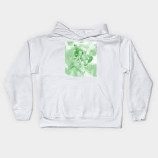 Horses and surreal mist in shades of green Kids Hoodie